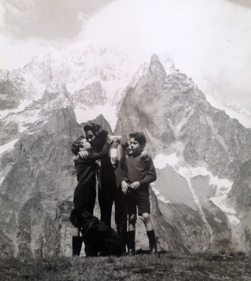 Yana e i figli a Courmayeur nel 1963